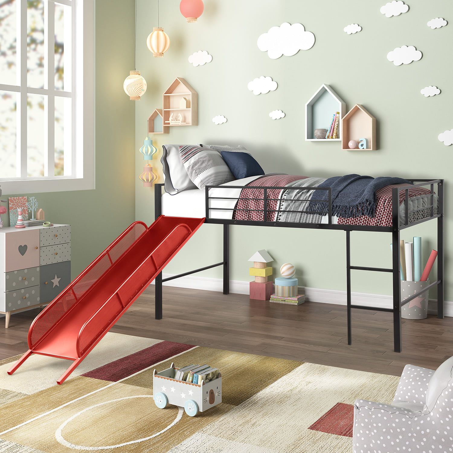 boy bunk beds with slide