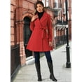 thumbnail image 4 of DARING DIVA Women's Shawl Collar Single Belted Long Outerwear Coats Red S, 4 of 7