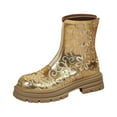 thumbnail image 2 of LSLJS Bottes Western de Cowboy Imprimé Or Bottines en Soie, 2 of 7