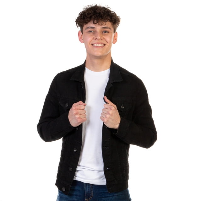 Slim Fit Outfit Chamarra De Mezclilla Hombre Negra Chamarra De