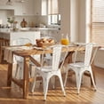 thumbnail image 2 of VINEEGO Metal Dining Chair Indoor-Outdoor Use Stackable Classic Trattoria Chair Fashion Dining Metal Side Chairs for Bistro Cafe Restaurant Set of 4 (DIstressed White), 2 of 6