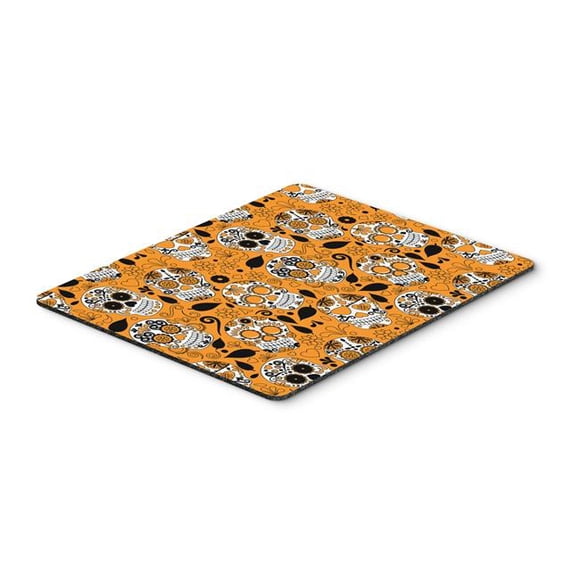Day of the Dead Orange Mouse Pad, Hot Pad or Trivet