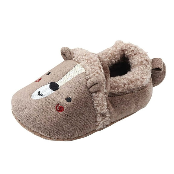 Akiihool Slippers for Boys Kids Winter Indoor Household Shoes Cute Winter Nonslip Indoor Slippers (Grey,13)