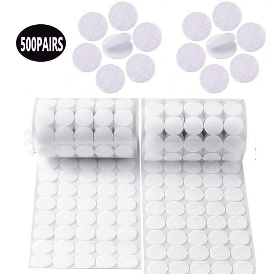 1000 Pcs 20mm Self-Adhesive Tacky Round Putty for Paper, Plastic, Glass,Leather, Metal, Garments(White)
