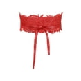 thumbnail image 1 of Cinturón ancho de encaje para mujeres Inspire Chic, cinturón obi envolvente con lazo rojo (forro beige) 25.59-31.50", 1 of 6