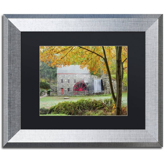 Trademark Fine Art 'Grist Mill Autumn' Canvas Art by Michael Blanchette Photography, Black Matte, Silver Frame