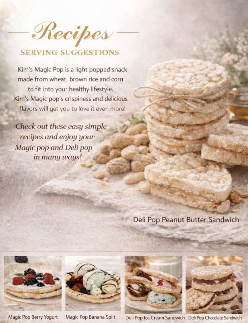 Kim's Magic Pop Freshly Popped Rice Cakes | Vegan | Onion Flavor | 6 Bags | 15 Cakes per Bag | Low Carb, Sugar Free, Fat Free, Natural, Multigrain Korean Snack | Easy Bread, Chip, Cracker Rep