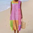 thumbnail image 2 of Vestido largo Akivide para mujer, estampado floral bohemio de verano con bolsillos, 2 of 3