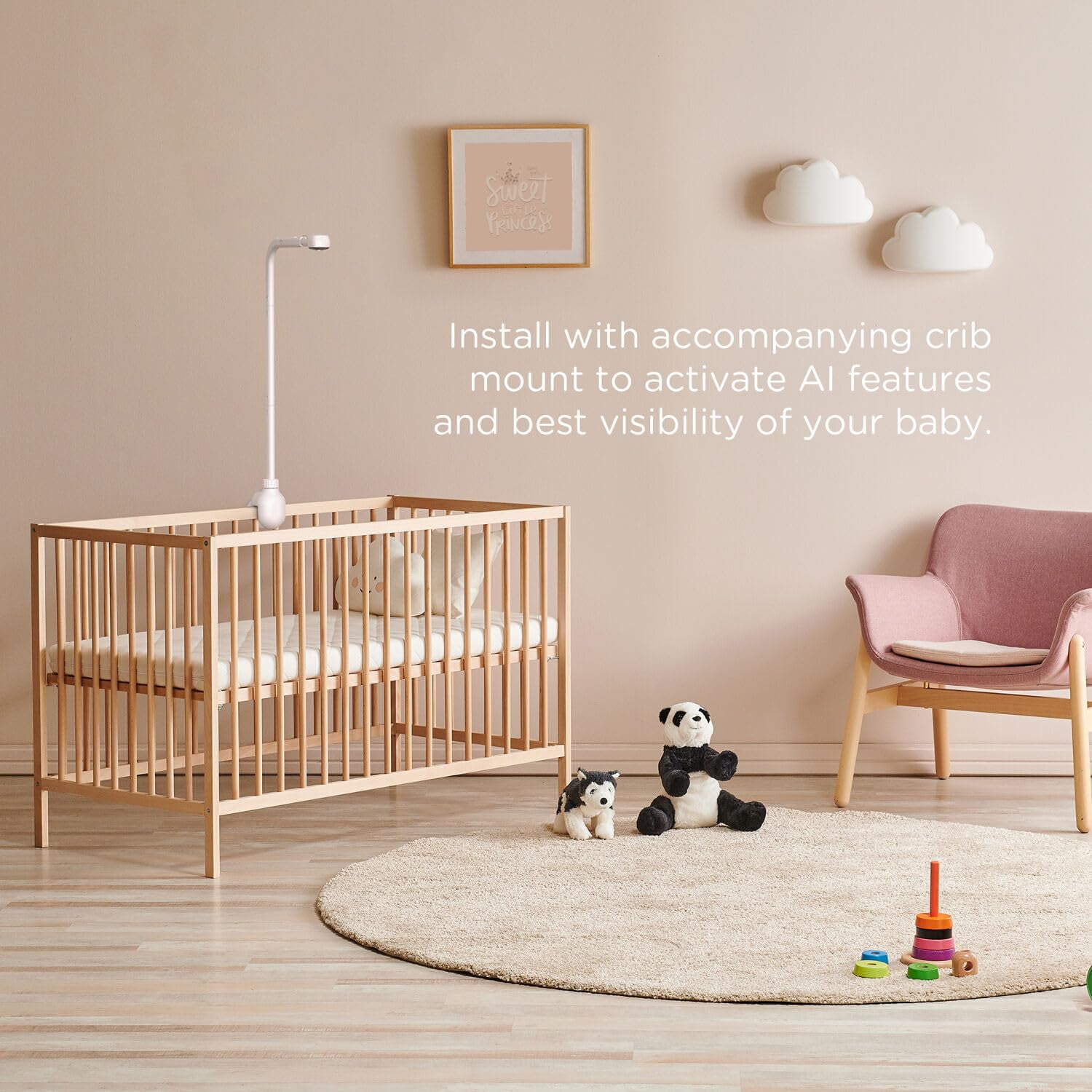 HUBBLE CONNECTED SkyVision AI-Enhanced Smart Camera Baby Monitor with Secure Connection & Crib Mount