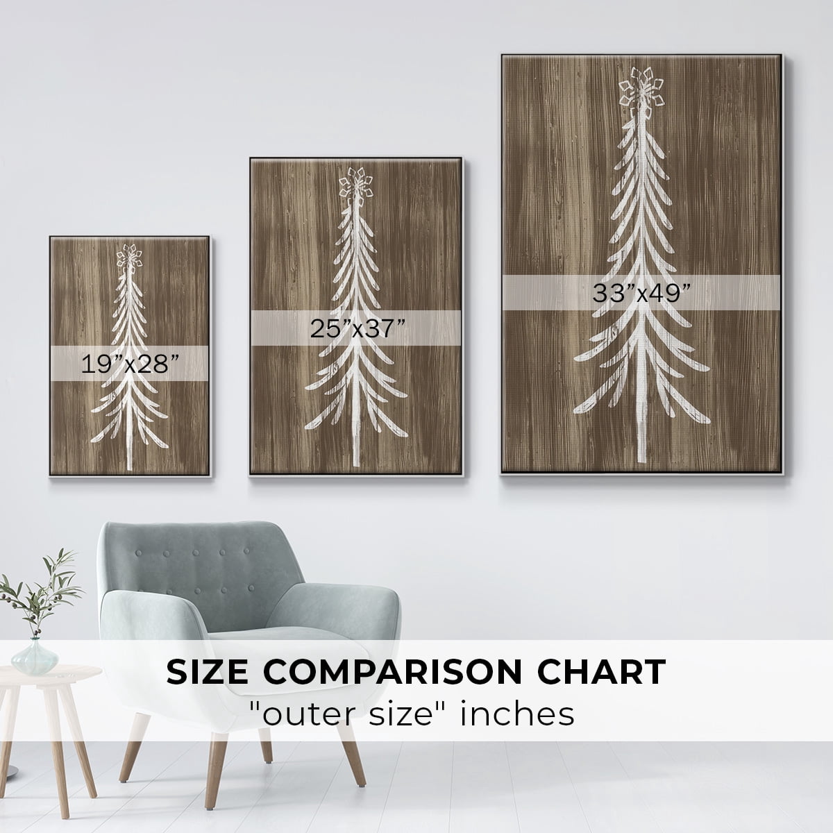 Barnwood Wonderland IX - Framed Gallery Wrapped Holiday Canvas - 17 x 25 - White Frame