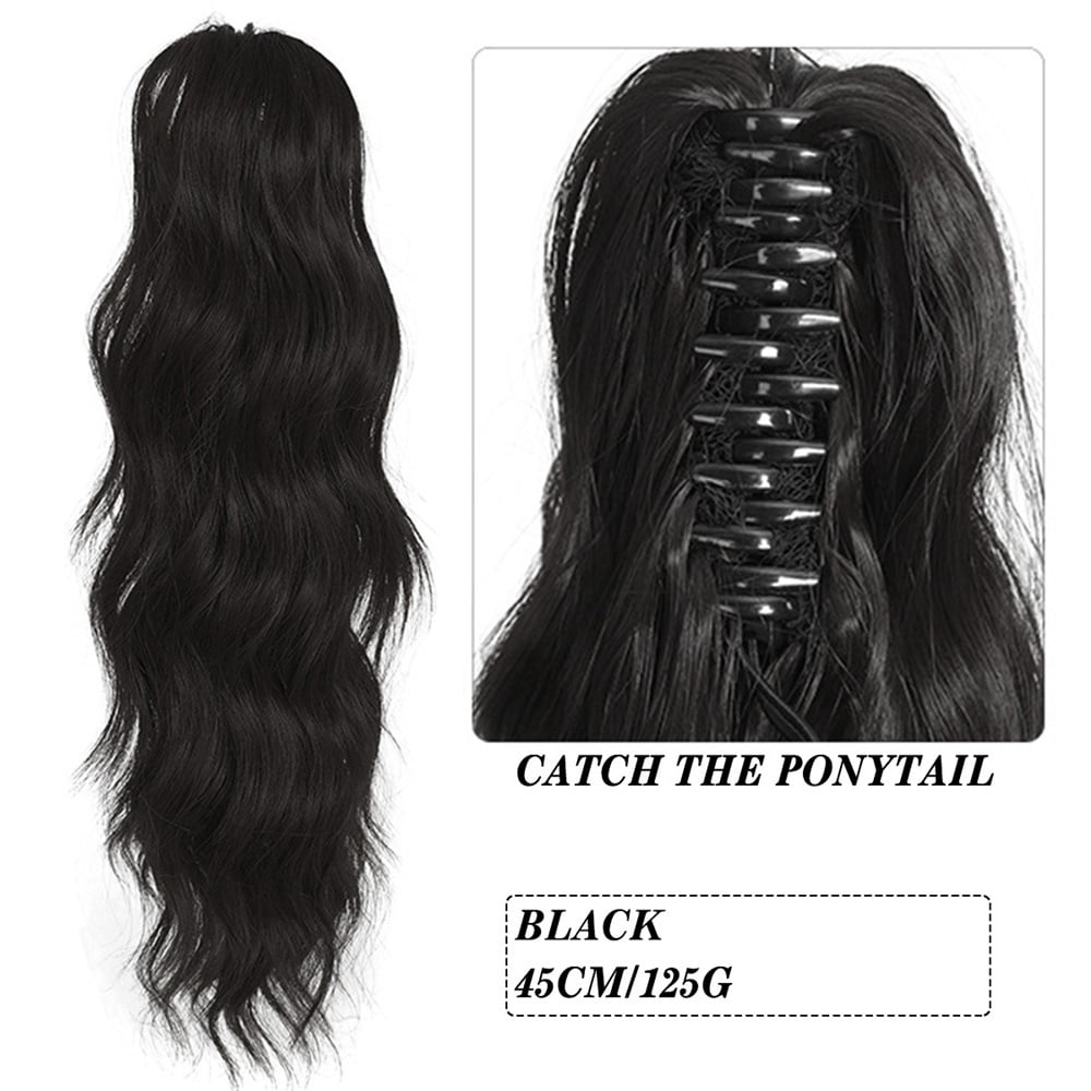 Long Wavy Curly Ponytail Hair Extension 18" Synthetic Claw Clip Ponytail Fake Hair Piece