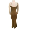 thumbnail image 2 of Vestido de tirantes finos para mujer, ajustado, color puro, tejido acanalado, vestido largo envolvente de cadera de verano OD verde XS, 2 of 3