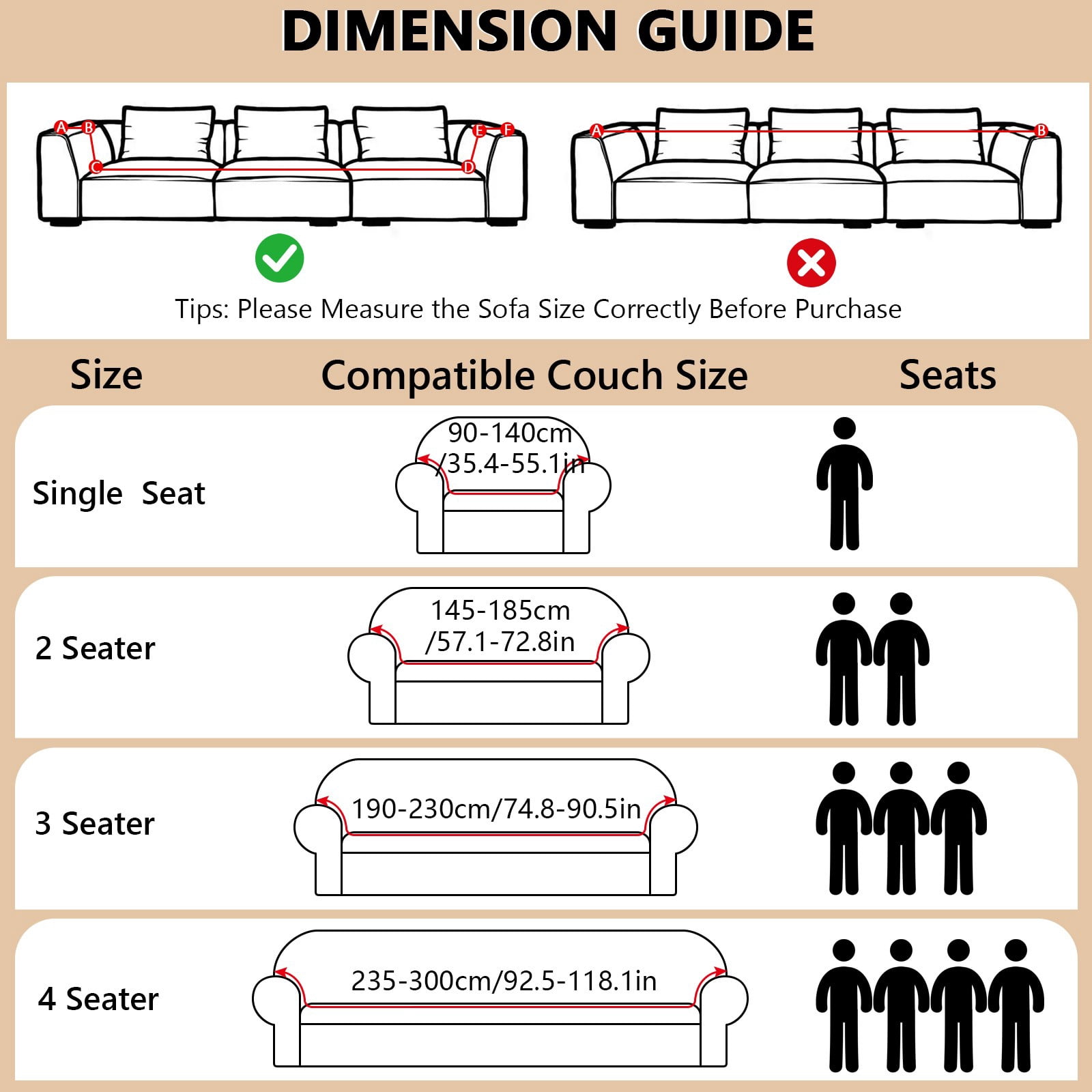 ANMINY Stretch Sofa Covers Couch Covers Furniture Protector Sofa Slipcover Leaf Pattern 2-seater (57"-73")