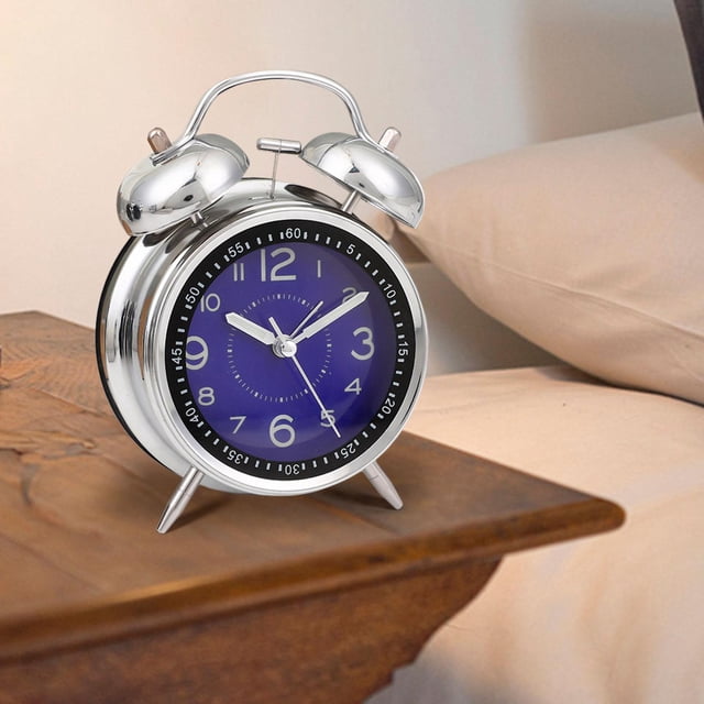 Reloj despertador analógico, reloj de escritorio, números arábigos fáciles de leer, esfera luminosa silenciosa que no hace tictac para personas que Azul