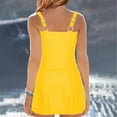 thumbnail image 6 of WIZUTIZ Tankini Swimsuits for Women Adjustable Spaghetti Strap High Rise T-shirt Slim Fit Swim Top with Bottom Solid Swimsuits Sleeveless Square Neckline Bathing Suits 2 Piece with Liner Beach Yellow, 6 of 6