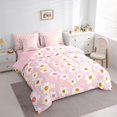 thumbnail image 2 of Homewish Rainbow Cute Floral 7pcs Queen Bedding,Pink Flowers Print Bedding Comforter Set Queen,Pink Reversible, 2 of 8