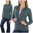 thumbnail image 5 of ToBeInStyle Women's Thin Fabric Long Sleeve Kangaroo Pocket Zip Up Hoodie - Charcoal - Medium, 5 of 7