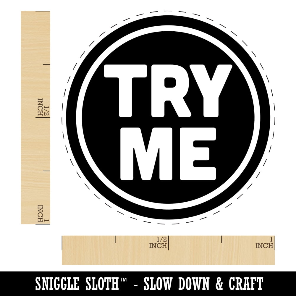 Try Me Sample Self-Inking Rubber Stamp Ink Stamper - Red Ink - Medium 1 Inch