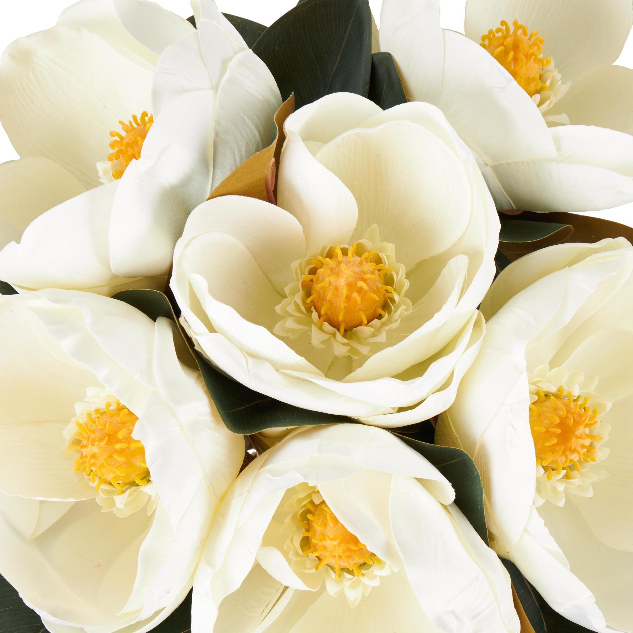 30" Plastic Floral Tall Magnolia Artificial Flower Stem, by DecMode (6 Count)