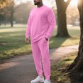 thumbnail image 4 of BXINGOHAI Men's 2 Piece Outfits Crew Neck Sweatshirt Tracksuit & Joggers Sweatpants Sweatsuit Set Pink,S, 4 of 6