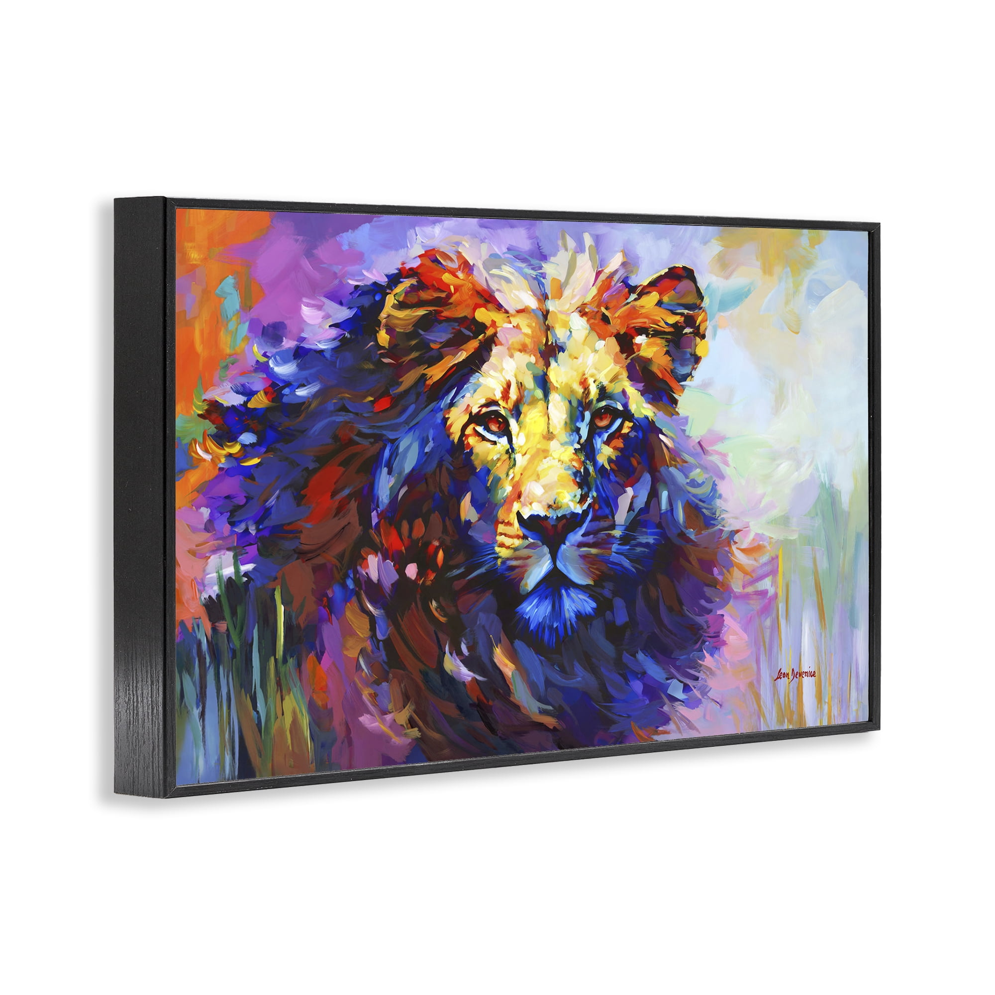 Stupell Industries Paint Strokes Lion Animals & Insects Painting Black Framed Art Print Wall Art, 18 x 12