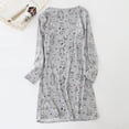 thumbnail image 2 of Defitshape Women's Cotton Nightgown Long Sleeve Sleepwear Cute Loungewear Short Cartoon Nightdress Cat Grey Large, 2 of 2