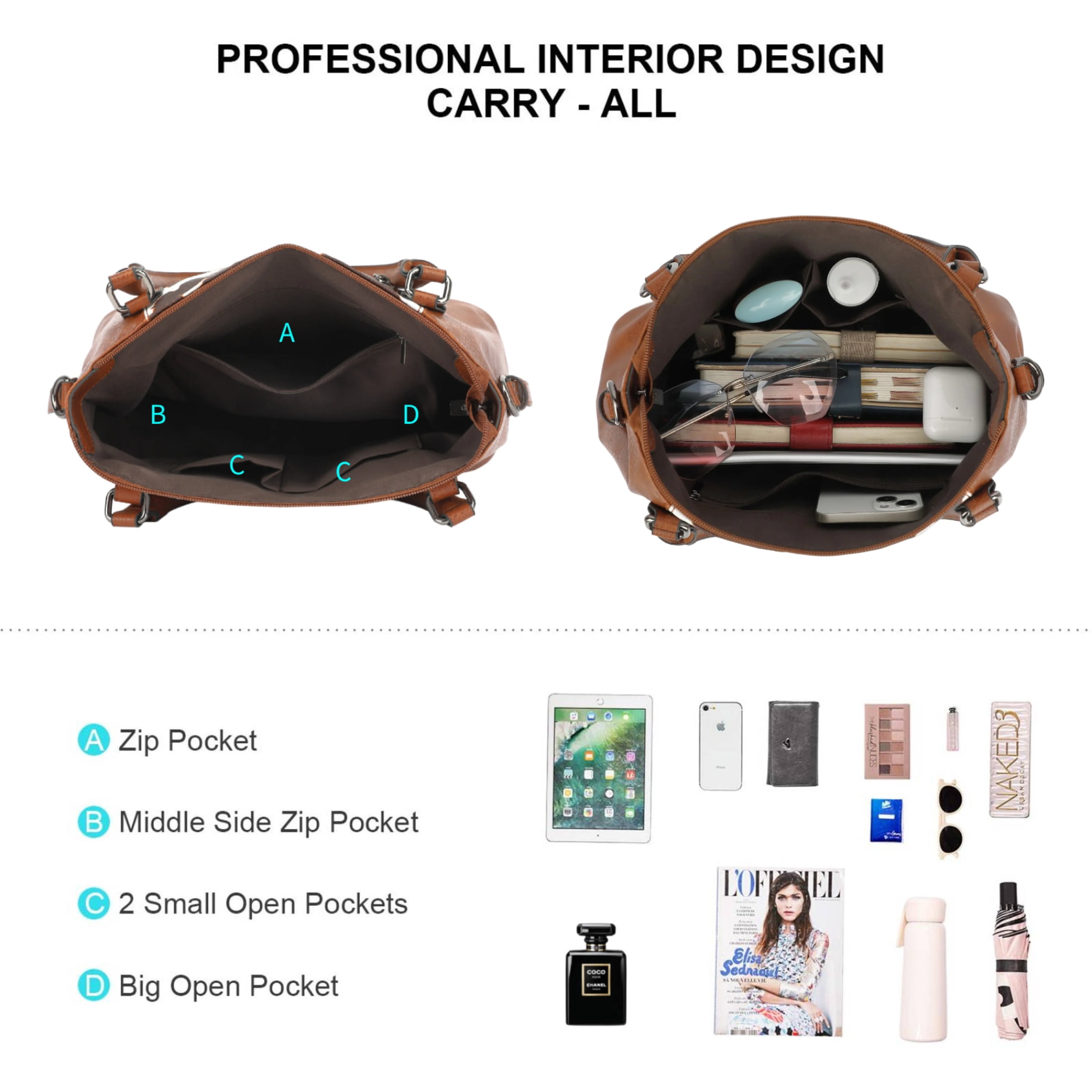 Handbags Bags for Women Pu Leather Tote Purse Crossbody Bag with Pockets Top Handle Shoulder Satchel Bags for Ladies 2PC