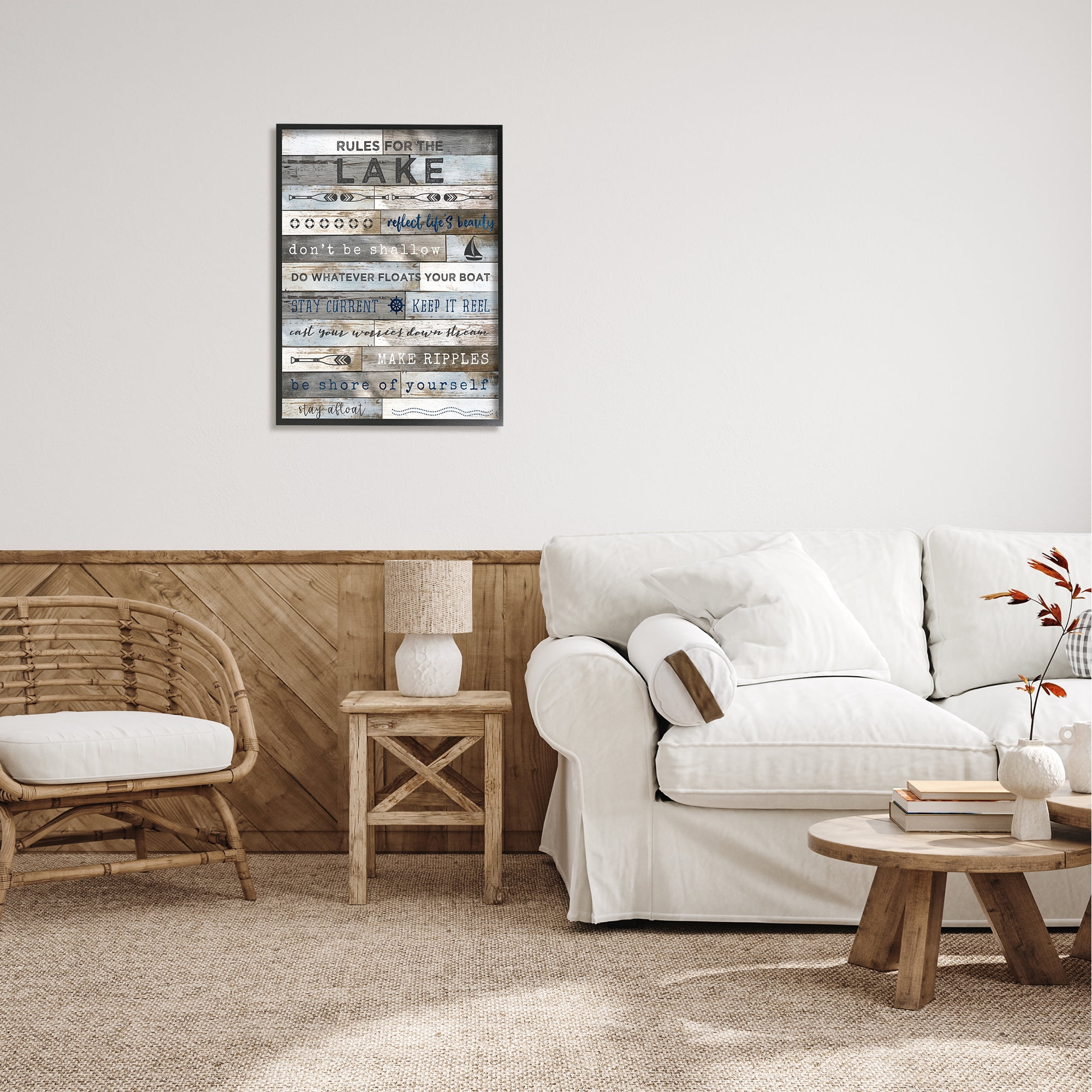 Stupell Industries Rules From the Lake List Rtic Plank Pattern,24 x 30,Design by Natalie Carpentieri