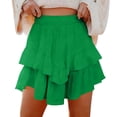 thumbnail image 3 of Bovxnpu Women's Mini Skirt Casual High Waisted Boho Flowy Ruffle Layered Mini Skirts, 3 of 8