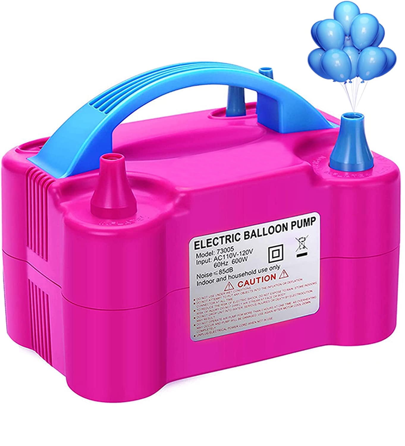 Electric Air Balloon Pump, Portable Dual Nozzle Rose Red 110V 600W Electric Balloon Blower Pump
