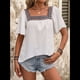 thumbnail image 4 of Camisas Mexicanas para Mujer, Estilo Bohemio, Bordadas, de Corta con Mariposa y Cuello Cuadrado, Blusas Holgadas. M, 4 of 10