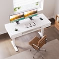 thumbnail image 4 of Sofanext 47" Electric Height Adjustable Standing Desk with 2 Wooden Drawers, Keyboard Tray & Power Outlets, Sit-Stand Computer Desk with Memory Presets for Home Office, White, 4 of 7