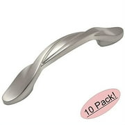 Cosmas 9009SN Satin Nickel Twist Cabinet Hardware Handle Pull - 3" Inch (76mm) Hole Centers - 10 Pack