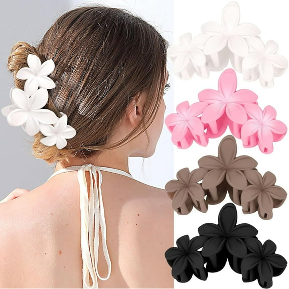 4PCS Flower Hair Claw Clips for Women Flower Hair Clips Non-slip Cute Claw Clips Hawaiian Flower Hair Clip for Thick Thin Hair Strong Hold Hair Claws Hair Accessories for Women Girls