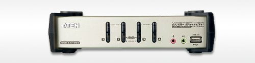 ATEN 4-Port USB 2.0 KVMP Switch with Audio Support and Cables CS1734B (Silver)