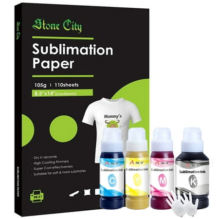 Bundle Kit Sublimation Paper 8.5x14 inch 105g and A-SUB Sublimation Ink for Epson Ecotank Printers ET-2400 ET-2803 ET-2800 2850 4800 2720 2760 etc