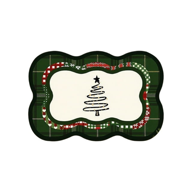 B Christmas Diatom Mud Floor Mat, Absorbent Bathroom Rug With Non-Slip Base, Dirt Resistant Foot Mat For Holiday Decoration, 40 X 60 Cm