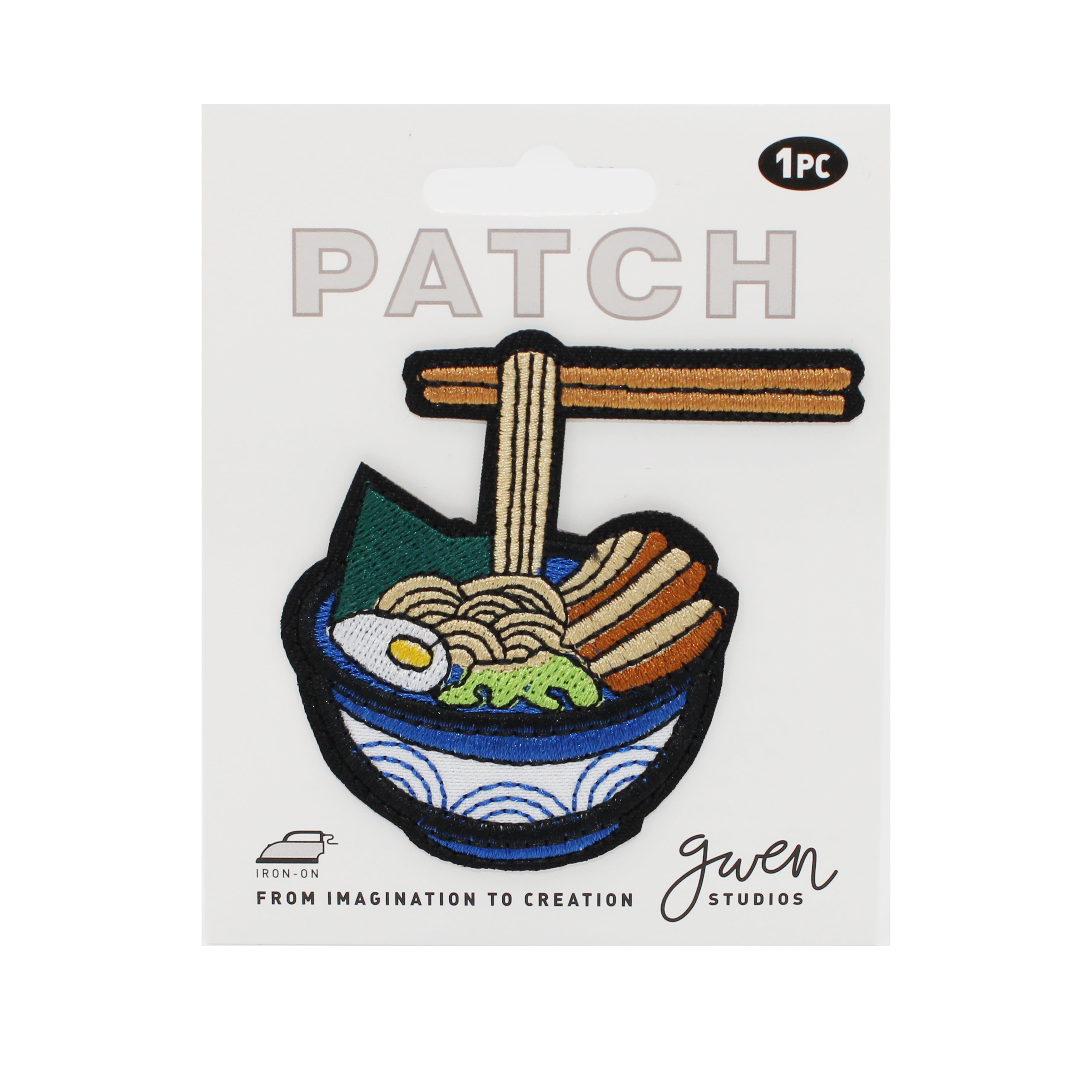 Gwen Studios Embroidered Pho Ramen Noodle Bowl Iron-on Patch Applique, Multicolor, 2.7" x 2.8"
