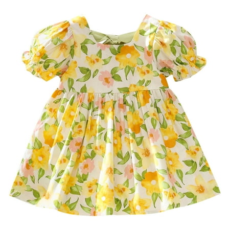 

Dresses For Girls Kids Baby Short Sleeve Floral Prints Princess Dress Dance Party Dresses Clothes