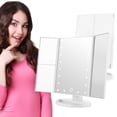 thumbnail image 4 of Makeup Vanity Mirror Magnifying with 21 LED Lights, Cosmetic Standing Table Mirror, 3X/2X Magnified Travel Foldaway Mirror, 180 Degree Rotation White, 4 of 11