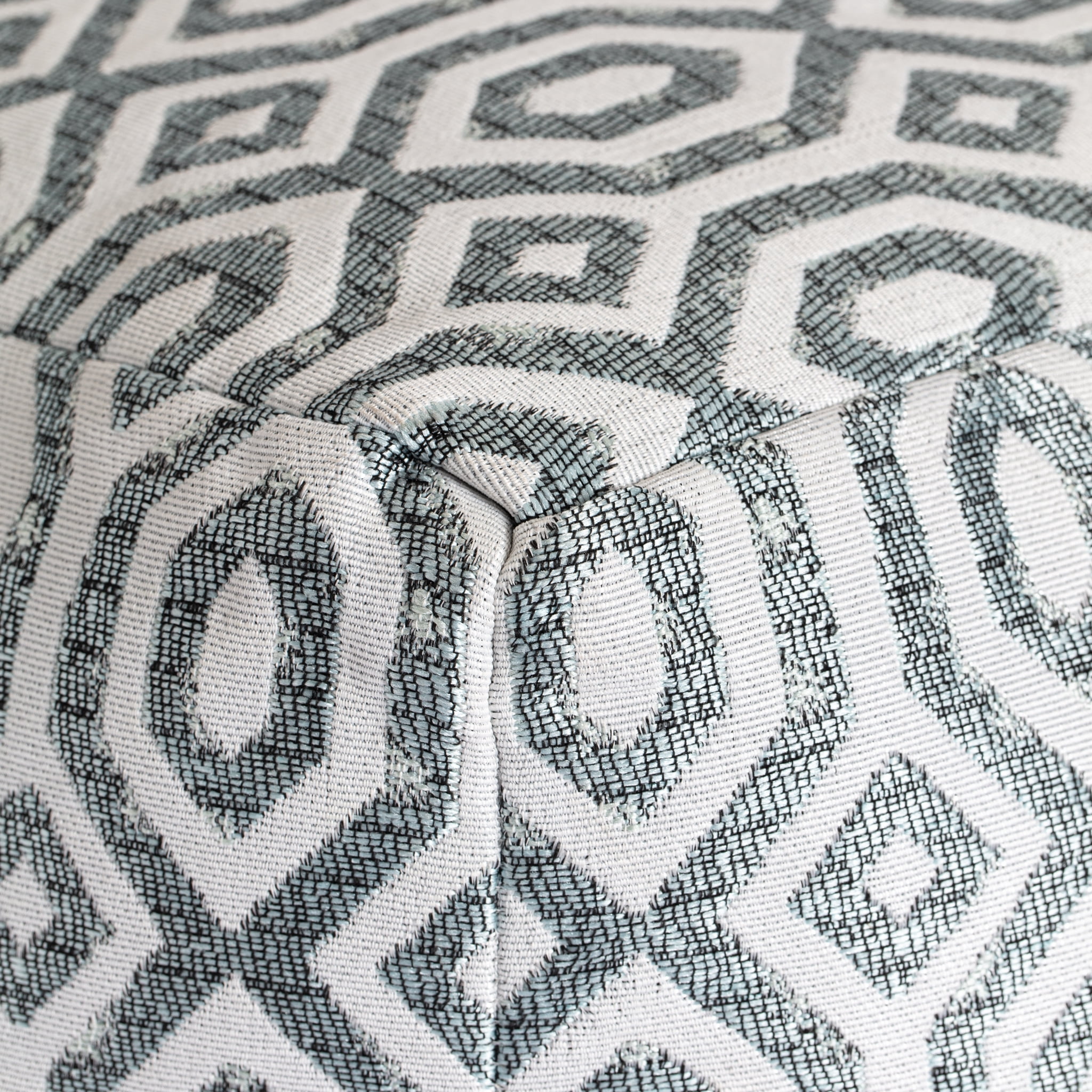 Zuma Teal 18" x 18" x 18" Teal & Ivory Pouf