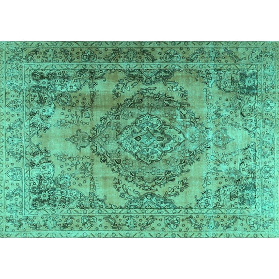 Ahgly Company Machine Washable Indoor Rectangle Persian Turquoise Blue Traditional Area Rugs, 5' x 7'
