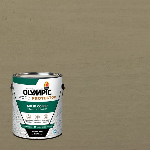 Olympic 1 Gallon SC-1012 Cape Cod Gray Exterior Solid Wood Protector Stain Plus Sealer in One