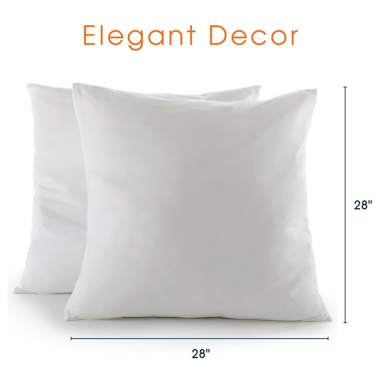 Cheer Collection Set of 2 Decorative White Square Accent Throw Pillows and  Insert for Couch Sofa Bed, Includes Zippered Cover 