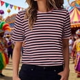 thumbnail image 5 of CONZONE Womens Summer T-Shirts Short Sleeve T Shirts for Women Casual Crew Neck Striped Lightweight Tees Soft Cozy Athletic Tops, 5 of 7