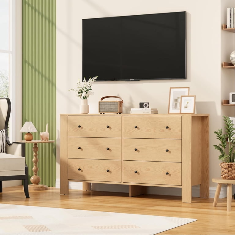 natural oak dresser Venice White Large start with Joni Kennedy 64" Wide Solid Wood