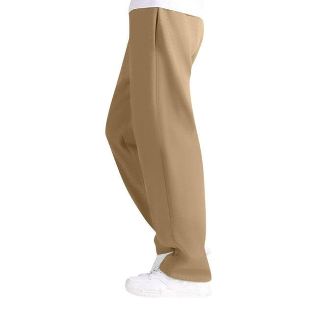 Ketyyh-chn99 Mens Pants Linen Pants Work Drawstring Work Pants with Cargo Pocket Man Pants Khaki,2XL