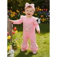 thumbnail image 5 of Spewahor Infant Baby Girl Easter Spring Jumpsuit 0 3 6 12 18 Months Long Sleeve Round Neck Floral Bunny Embroidery Rompers, 5 of 9