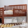 thumbnail image 6 of Euroco Wood Full Size Platform Bed with Guardrails and Drawers for Kids Teens Toddlers, Walnut, 6 of 15