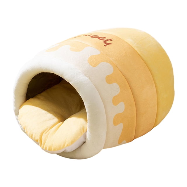 Cama para gatos Honey Pot, nido para gatos, caseta de interior que se calienta sola, nido acogedor para perros, refugio para gatos, cachorros, gatitos M amarillo